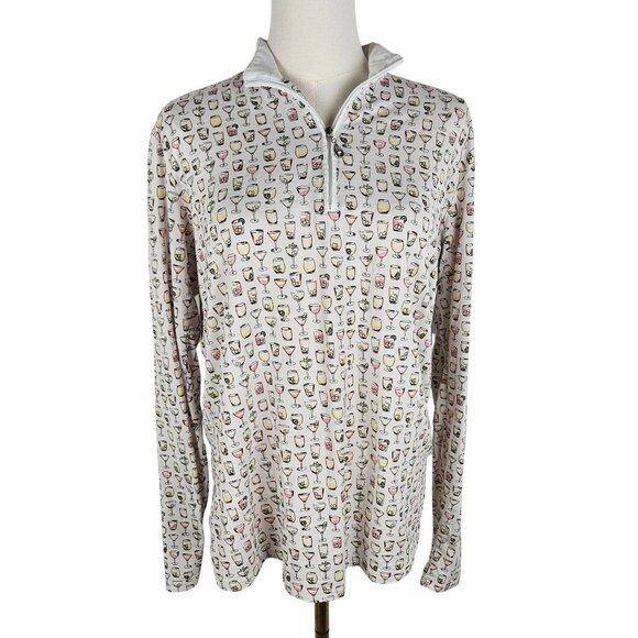 SanSoleil SolTex Lux XL Fun Wine Glass Print Protection Shirt UPF 50+ - Picture 1 of 9